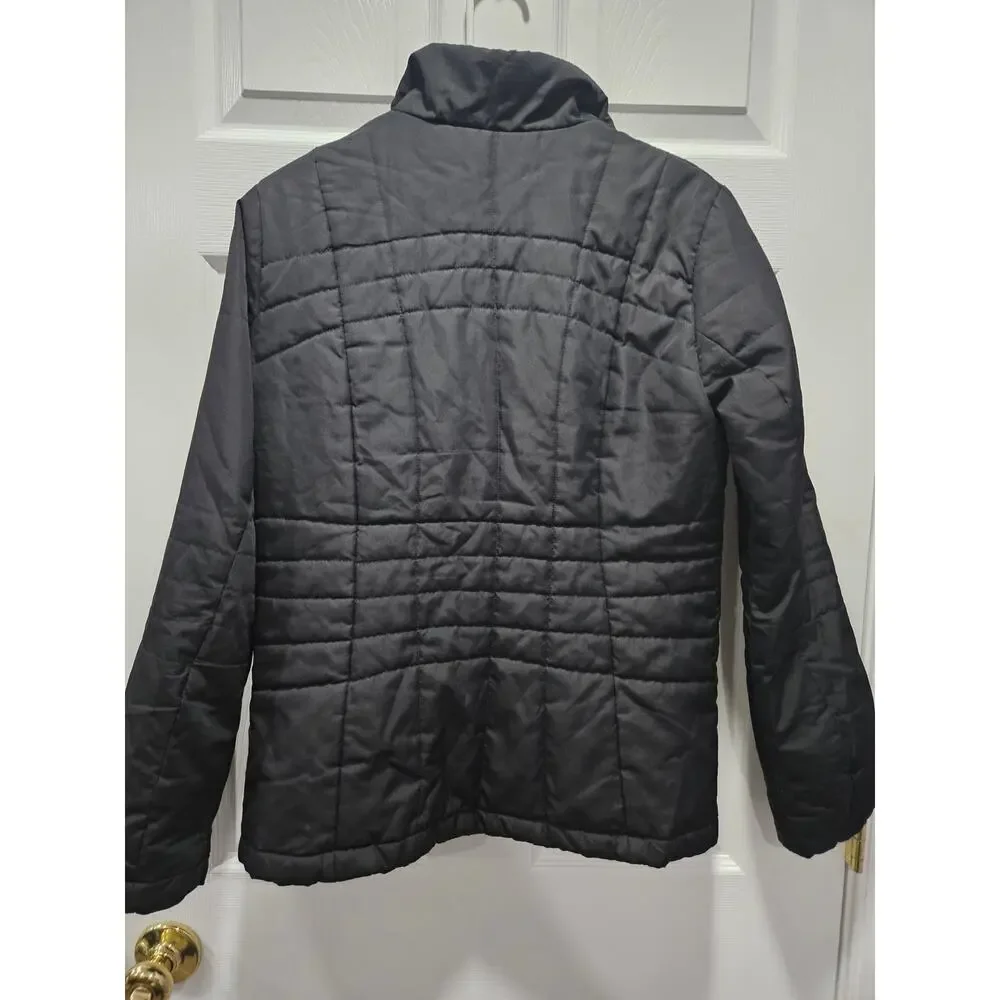 Land's End Black Puffer Jacket Fleece-lined Size XS 2 4 Women's - Picture 8 of 11
